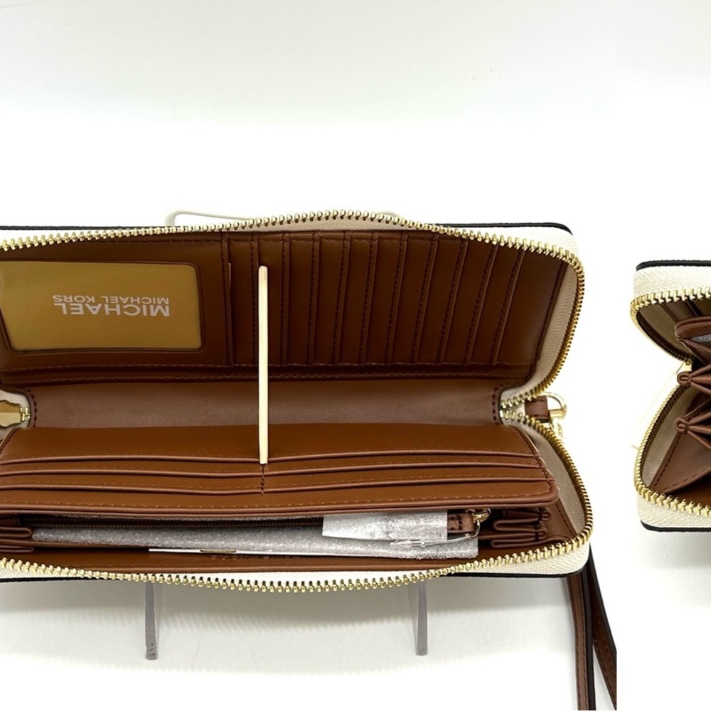 Michael Kors Large Continental Wallet Wristlet Vanilla/Brown - Picture 8 of 10